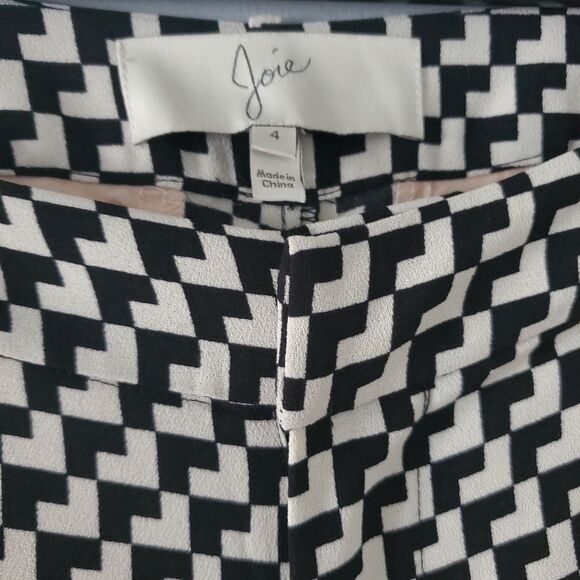 Joie Rosmira Black and White Houndstooth Design Ankle Trousers Size 4 - Picture 2 of 6